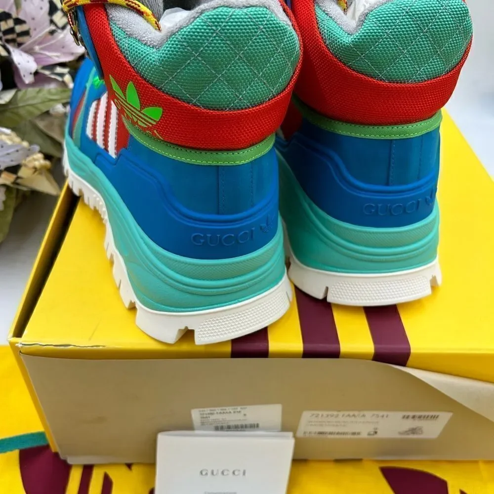 Men’s Gucci, X Adidas, lace up trainer, boot size 9 made in Italy